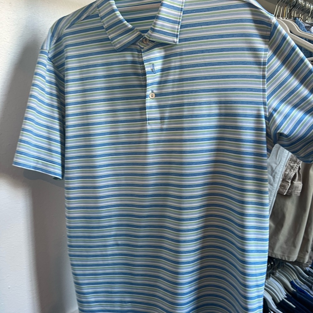 Peter Millar Blue and White Polo Shirt for Golf